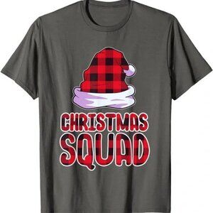 Christmas Squad T-Shirt Medium Gray Santa Hat NWOT